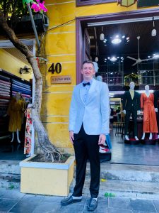 white tuxedo jacket tailor in hoi an